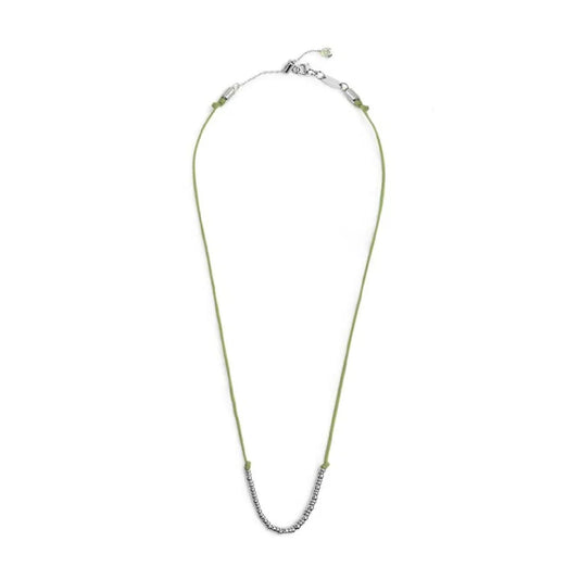 Collana girocollo Marlù in acciaio con cordino verde MISURA UNICA