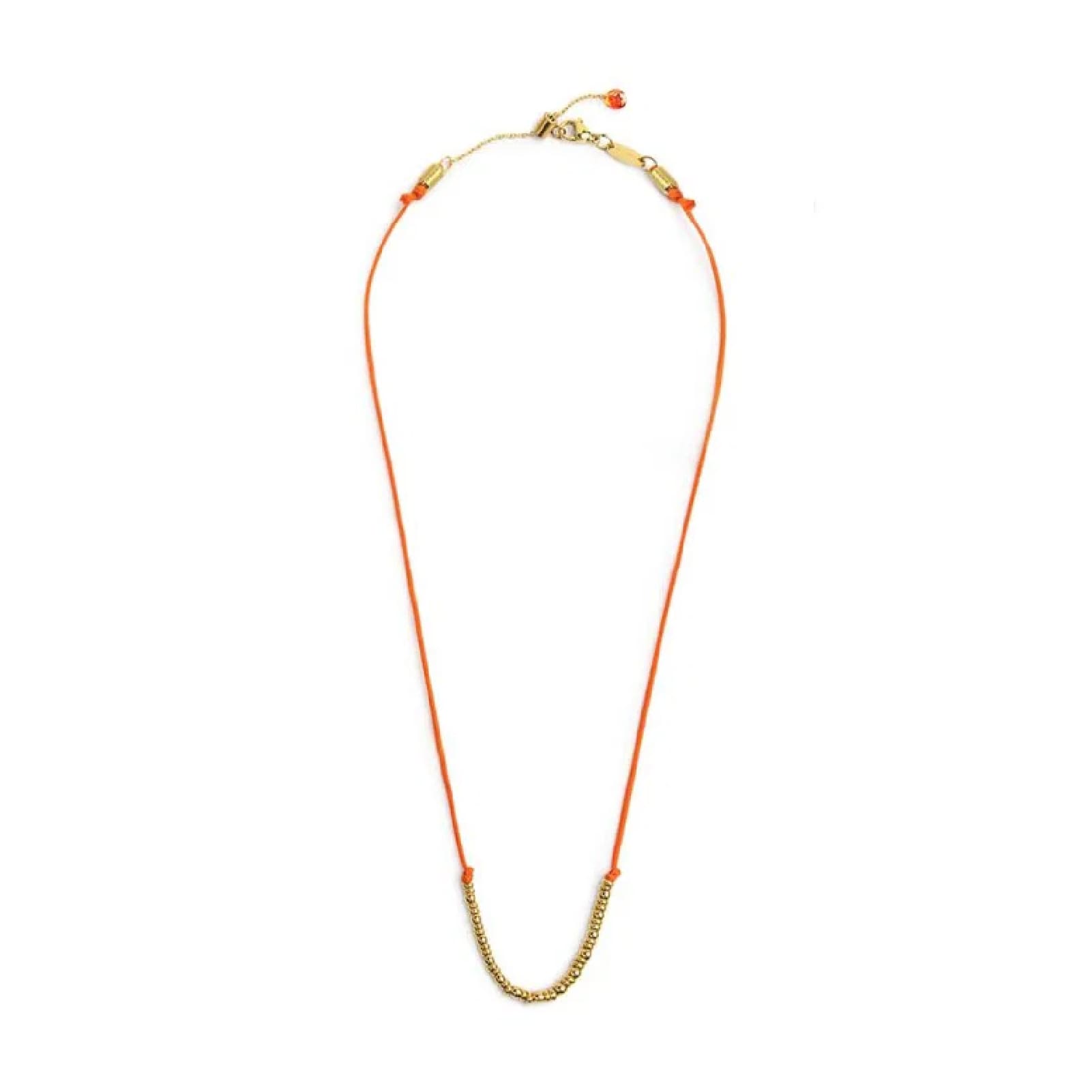 Collana girocollo Marlù in acciaio pvd oro cordino arancione MISURA UNICA