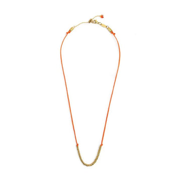Collana girocollo Marlù in acciaio pvd oro cordino arancione MISURA UNICA