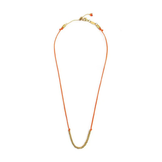 Collana girocollo Marlù in acciaio pvd oro cordino arancione MISURA UNICA