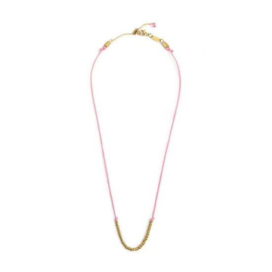 Collana girocollo Marlù in acciaio pvd oro cordino rosa MISURA UNICA