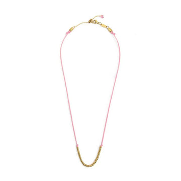 Collana girocollo Marlù in acciaio pvd oro cordino rosa MISURA UNICA