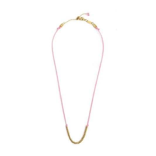 Collana girocollo Marlù in acciaio pvd oro cordino rosa MISURA UNICA