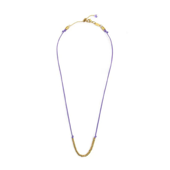 Collana girocollo Marlù in acciaio pvd oro cordino viola MISURA UNICA