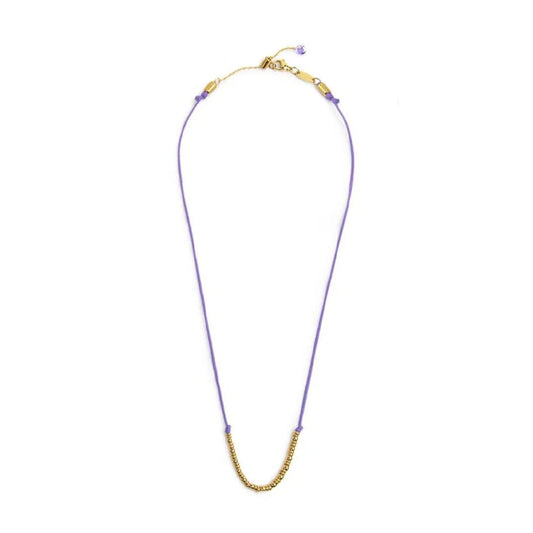 Collana girocollo Marlù in acciaio pvd oro cordino viola MISURA UNICA