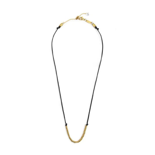 Collana girocollo Marlù in acciaio pvd oro cordino nero MISURA UNICA