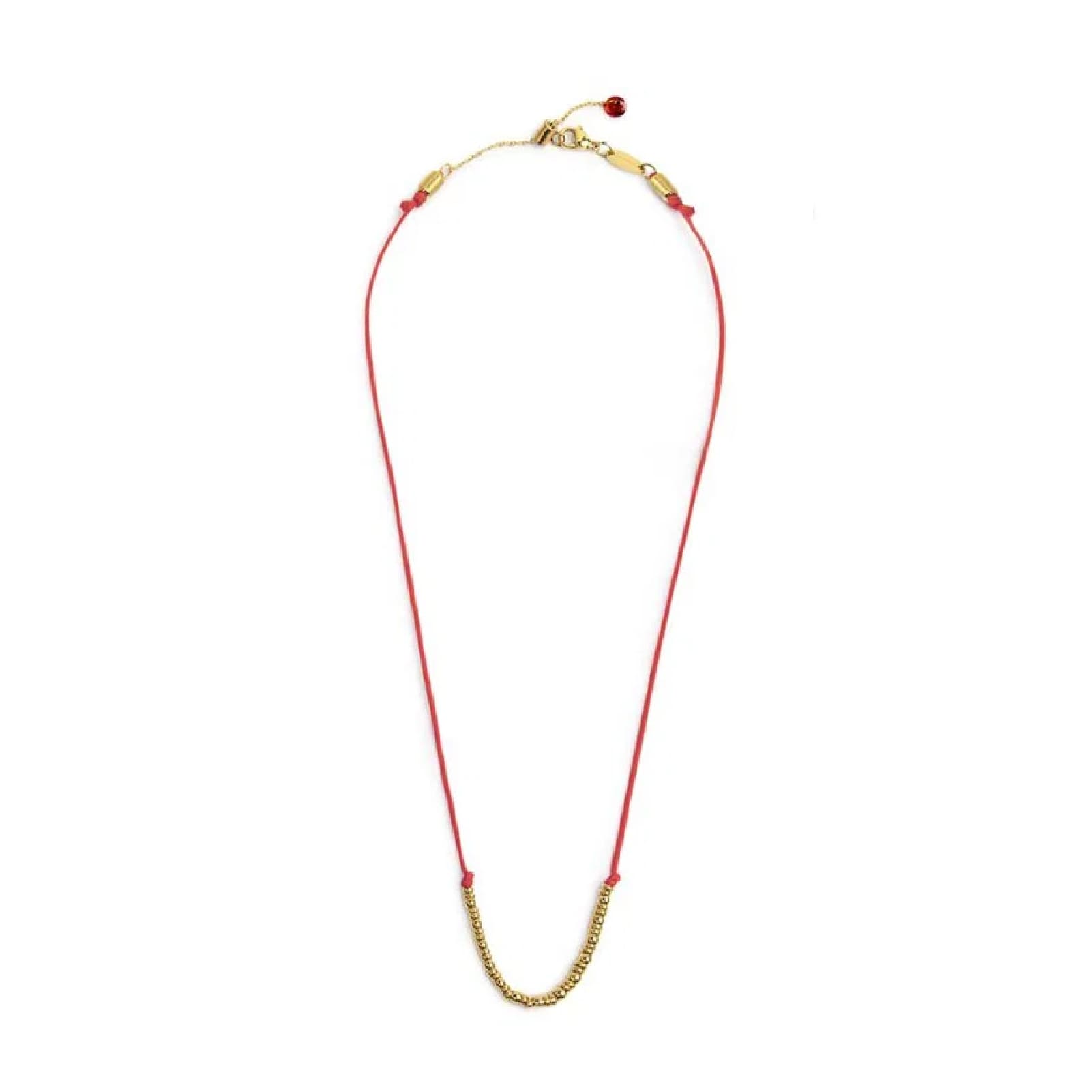 Collana girocollo Marlù in acciaio pvd oro cordino rosso MISURA UNICA