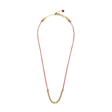 Collana girocollo Marlù in acciaio pvd oro cordino rosso MISURA UNICA