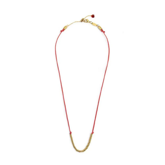 Collana girocollo Marlù in acciaio pvd oro cordino rosso MISURA UNICA