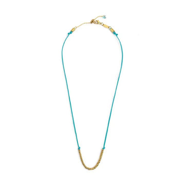 Collana girocollo Marlù in acciaio pvd oro cordino azzurro MISURA UNICA