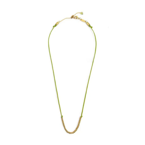 Collana girocollo Marlù in acciaio pvd oro cordino verde MISURA UNICA