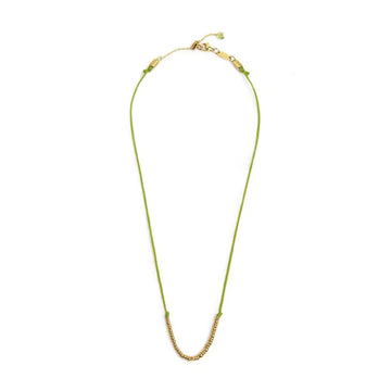 Collana girocollo Marlù in acciaio pvd oro cordino verde MISURA UNICA