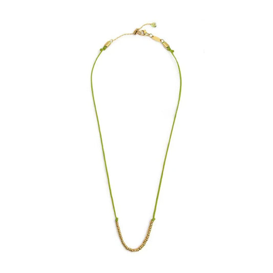 Collana girocollo Marlù in acciaio pvd oro cordino verde MISURA UNICA