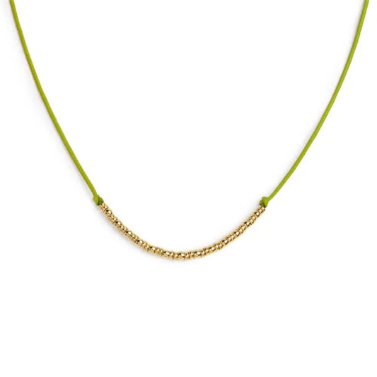 Collana girocollo Marlù in acciaio pvd oro cordino verde MISURA UNICA