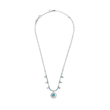 Collana Marlù in acciaio argento con sole pendete azzurro MISURA UNICA