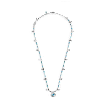 Collana Marlù in acciaio argento con occhio pendete azzurro MISURA UNICA