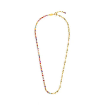 Collana catena Marlù in acciaio oro con perline colorate MISURA UNICA