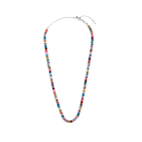 Collana girocollo Marlù in acciaio argento perline colorate MISURA UNICA