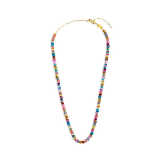 Collana girocollo Marlù in acciaio oro con perline colorate MISURA UNICA