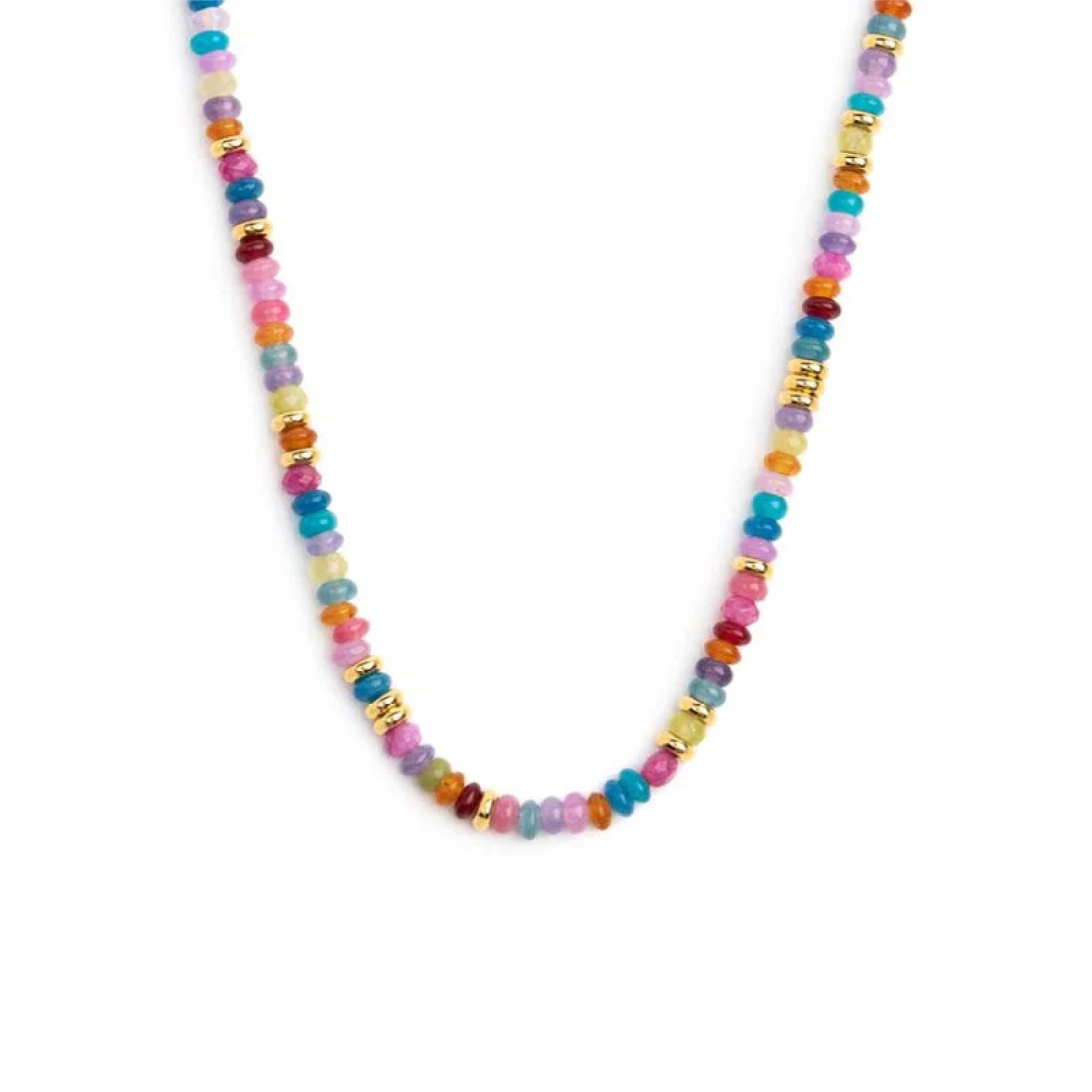 Collana girocollo Marlù in acciaio oro con perline colorate MISURA UNICA