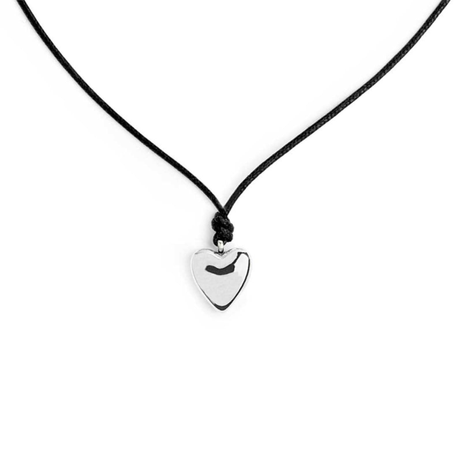 Collana Marlù con cordino nero e cuore pendente in acciaio MISURA UNICA