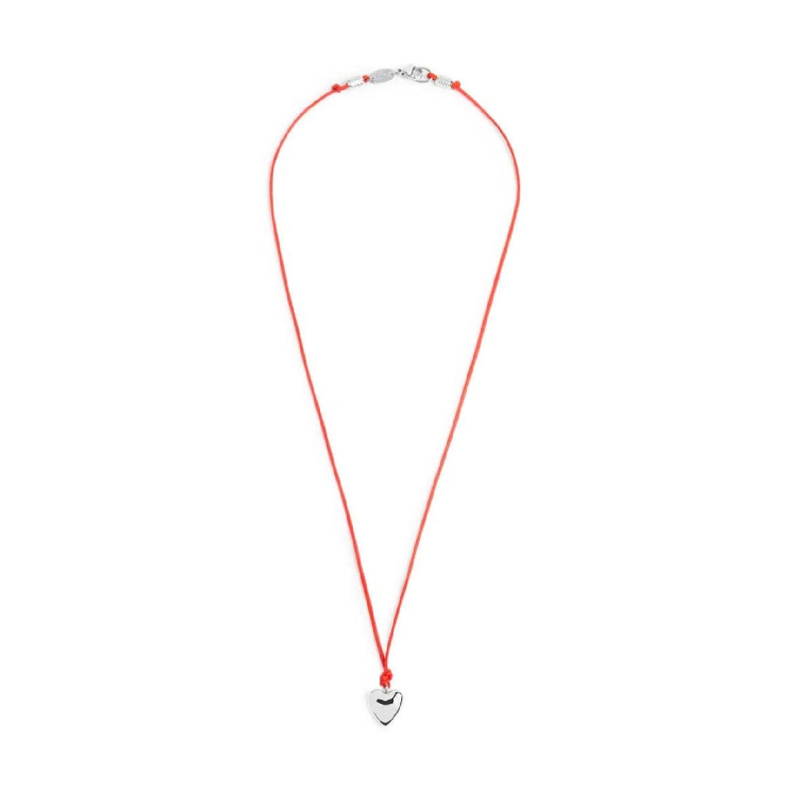 Collana Marlù con cordino rosso e cuore pendente in acciaio MISURA UNICA
