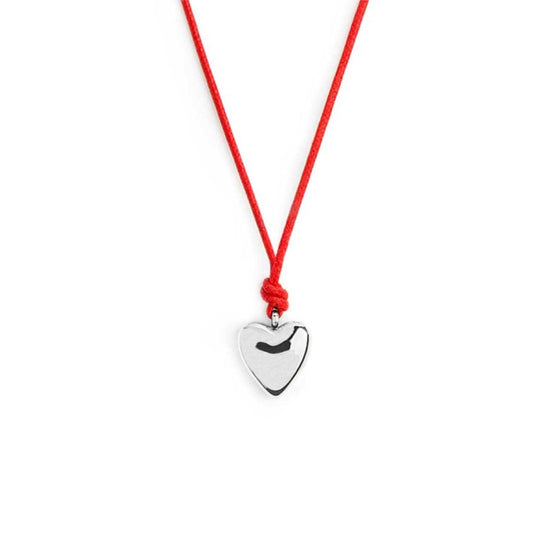 Collana Marlù con cordino rosso e cuore pendente in acciaio MISURA UNICA