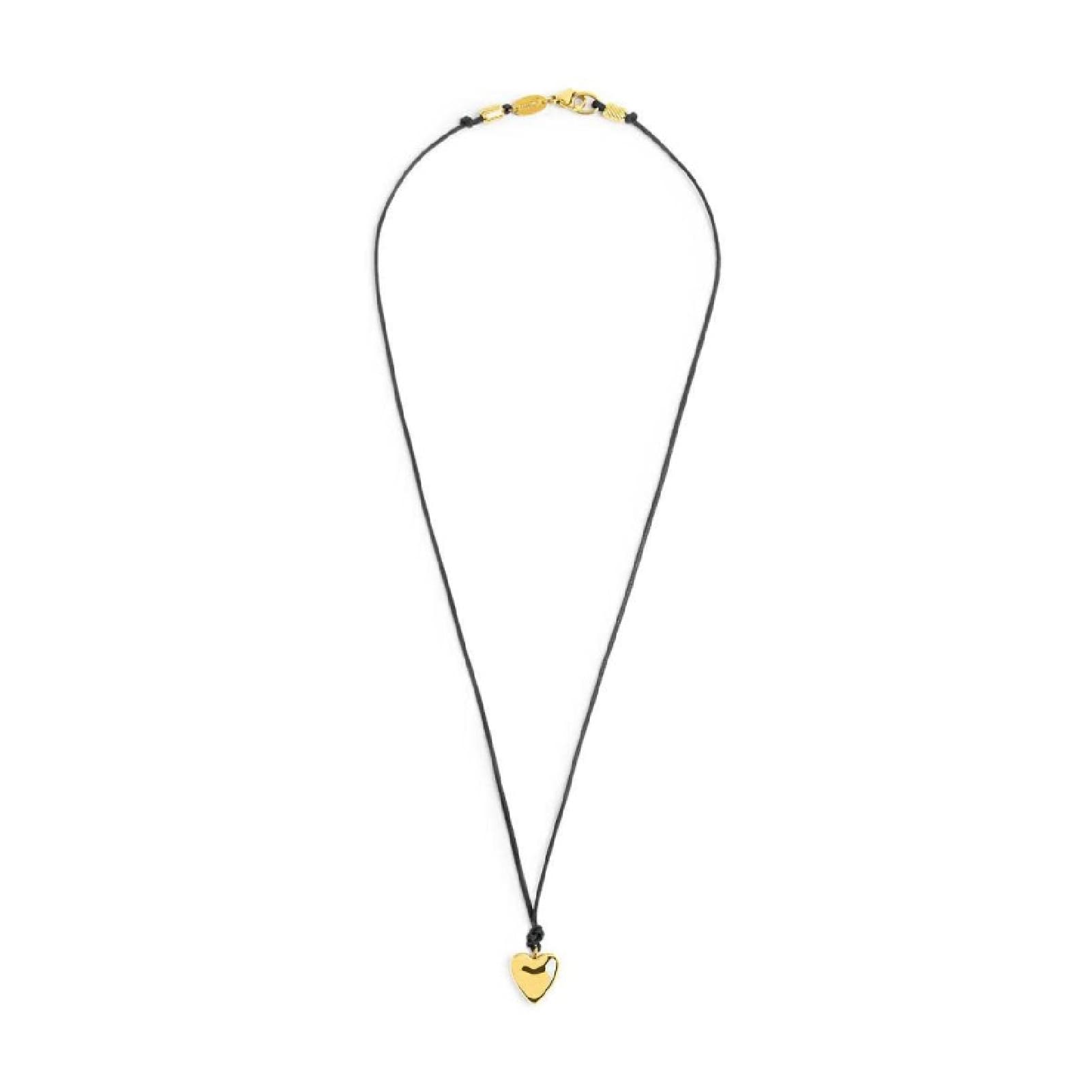 Collana Marlù con cordino nero e cuore in acciaio dorato MISURA UNICA