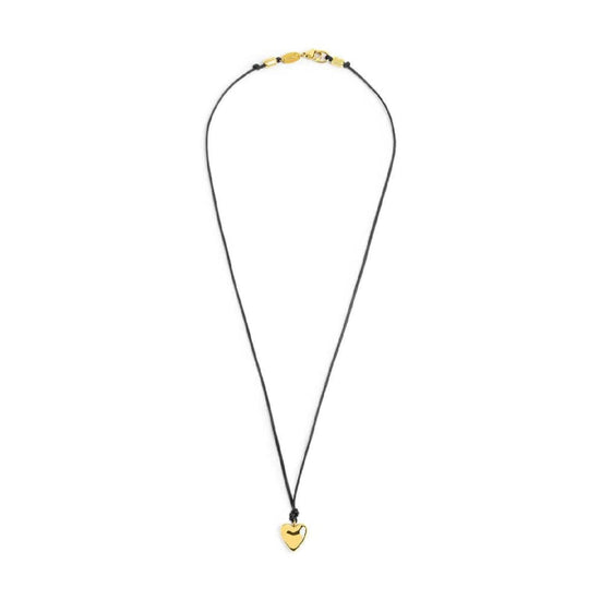 Collana Marlù con cordino nero e cuore in acciaio dorato MISURA UNICA