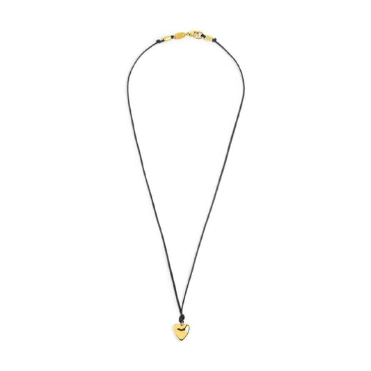 Collana Marlù con cordino nero e cuore in acciaio dorato MISURA UNICA
