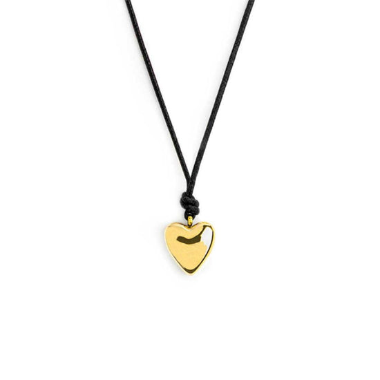 Collana Marlù con cordino nero e cuore in acciaio dorato MISURA UNICA