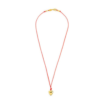 Collana Marlù con cordino rosso e cuore in acciaio dorato MISURA UNICA