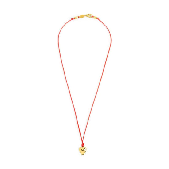 Collana Marlù con cordino rosso e cuore in acciaio dorato MISURA UNICA