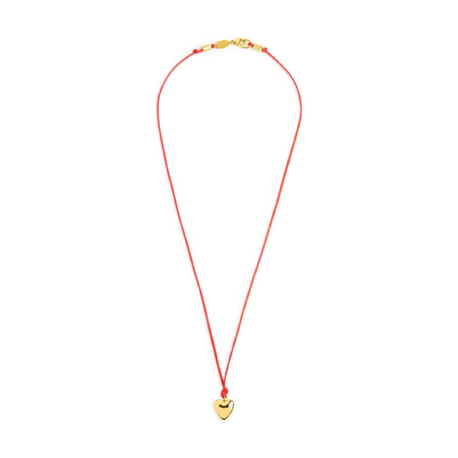 Collana Marlù con cordino rosso e cuore in acciaio dorato MISURA UNICA