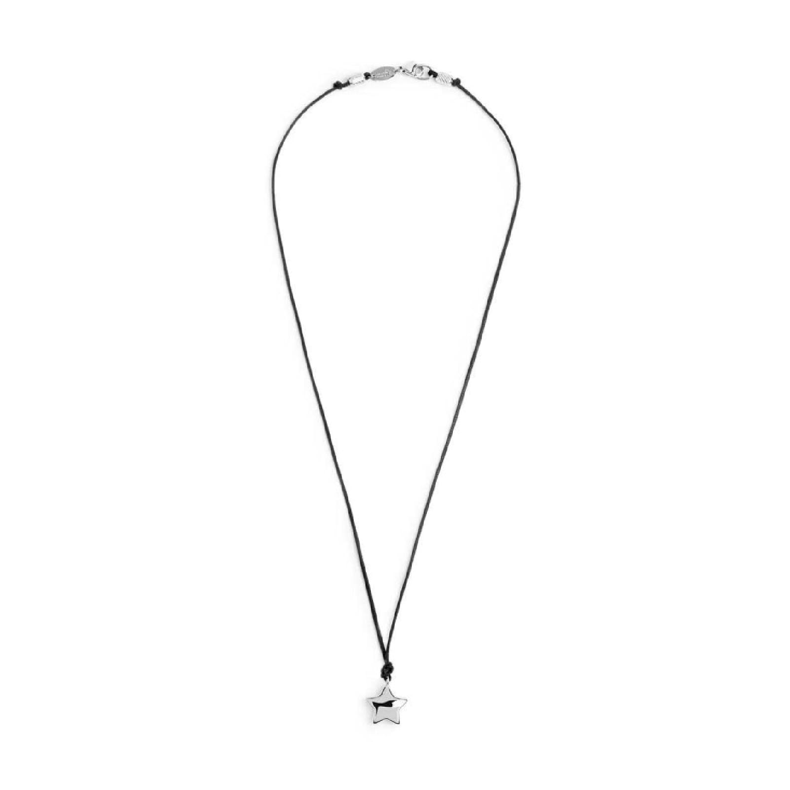 Collana girocollo Marlù con cordino nero e stella in acciaio MISURA UNICA