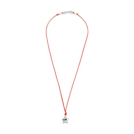 Collana girocollo Marlù con cordino rosso e stella in acciaio MISURA UNICA