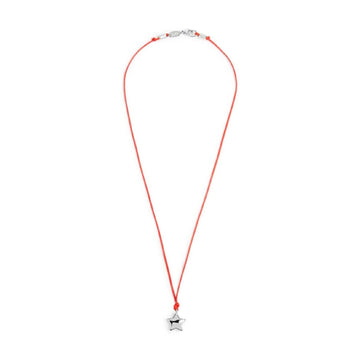 Collana girocollo Marlù con cordino rosso e stella in acciaio MISURA UNICA