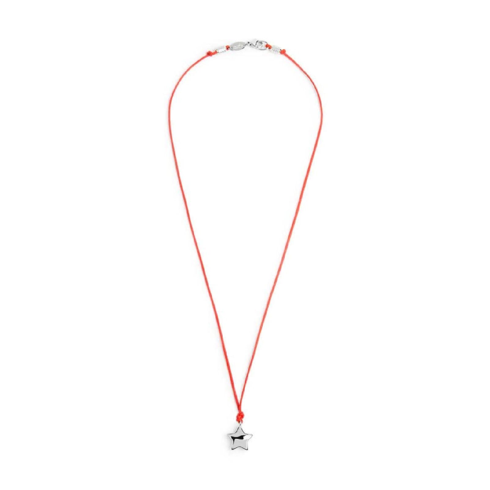 Collana girocollo Marlù con cordino rosso e stella in acciaio MISURA UNICA