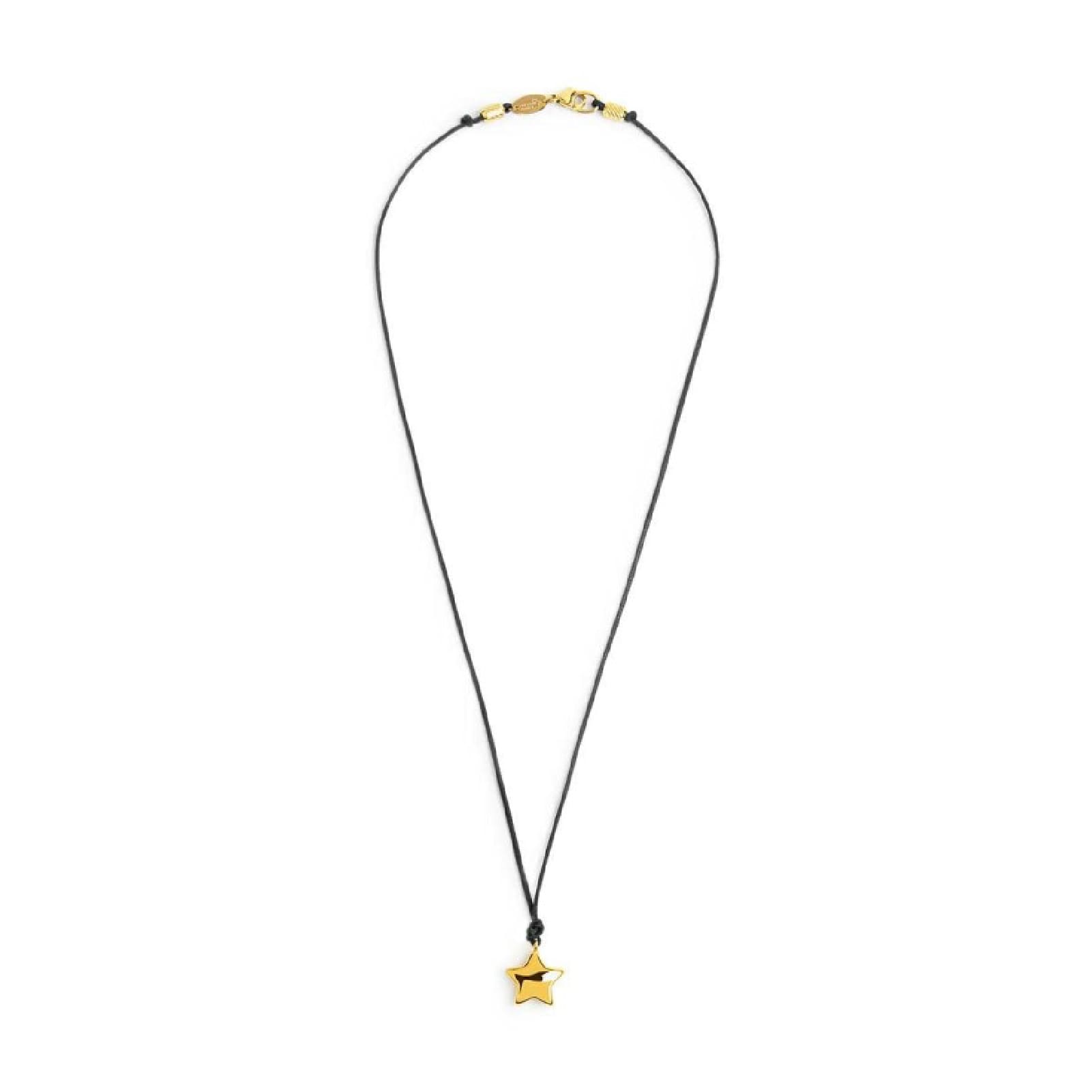 Collana Marlù con cordino nero e stella in acciaio dorato MISURA UNICA