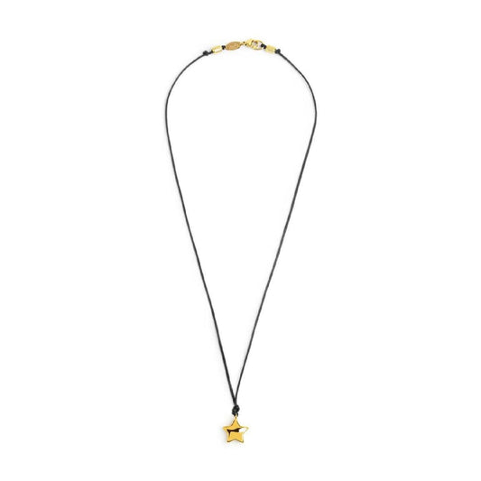 Collana Marlù con cordino nero e stella in acciaio dorato MISURA UNICA