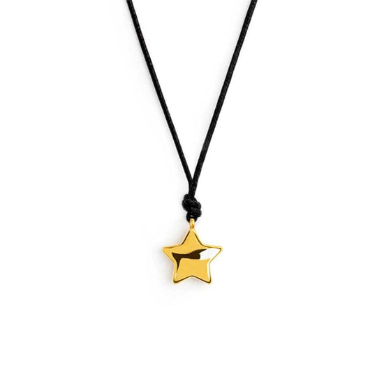 Collana Marlù con cordino nero e stella in acciaio dorato MISURA UNICA