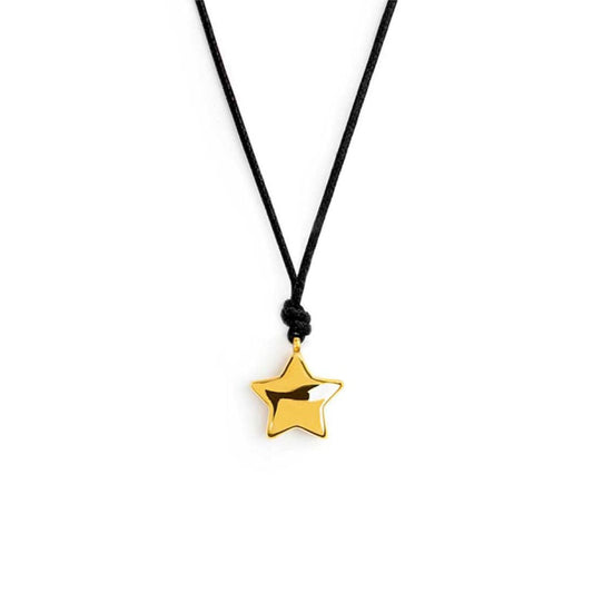 Collana Marlù con cordino nero e stella in acciaio dorato MISURA UNICA