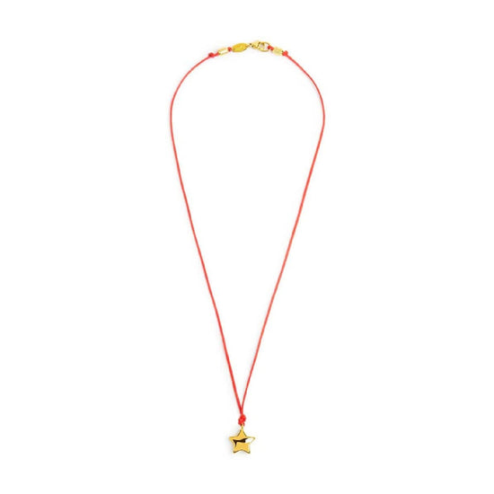 Collana Marlù con cordino rosso e stella in acciaio dorato MISURA UNICA