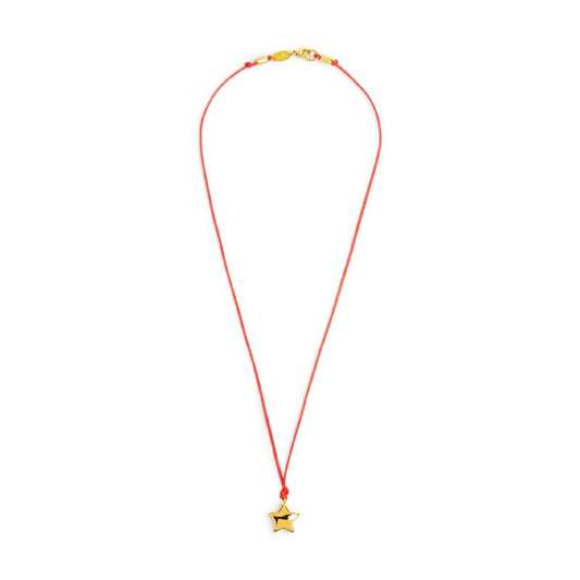 Collana Marlù con cordino rosso e stella in acciaio dorato MISURA UNICA