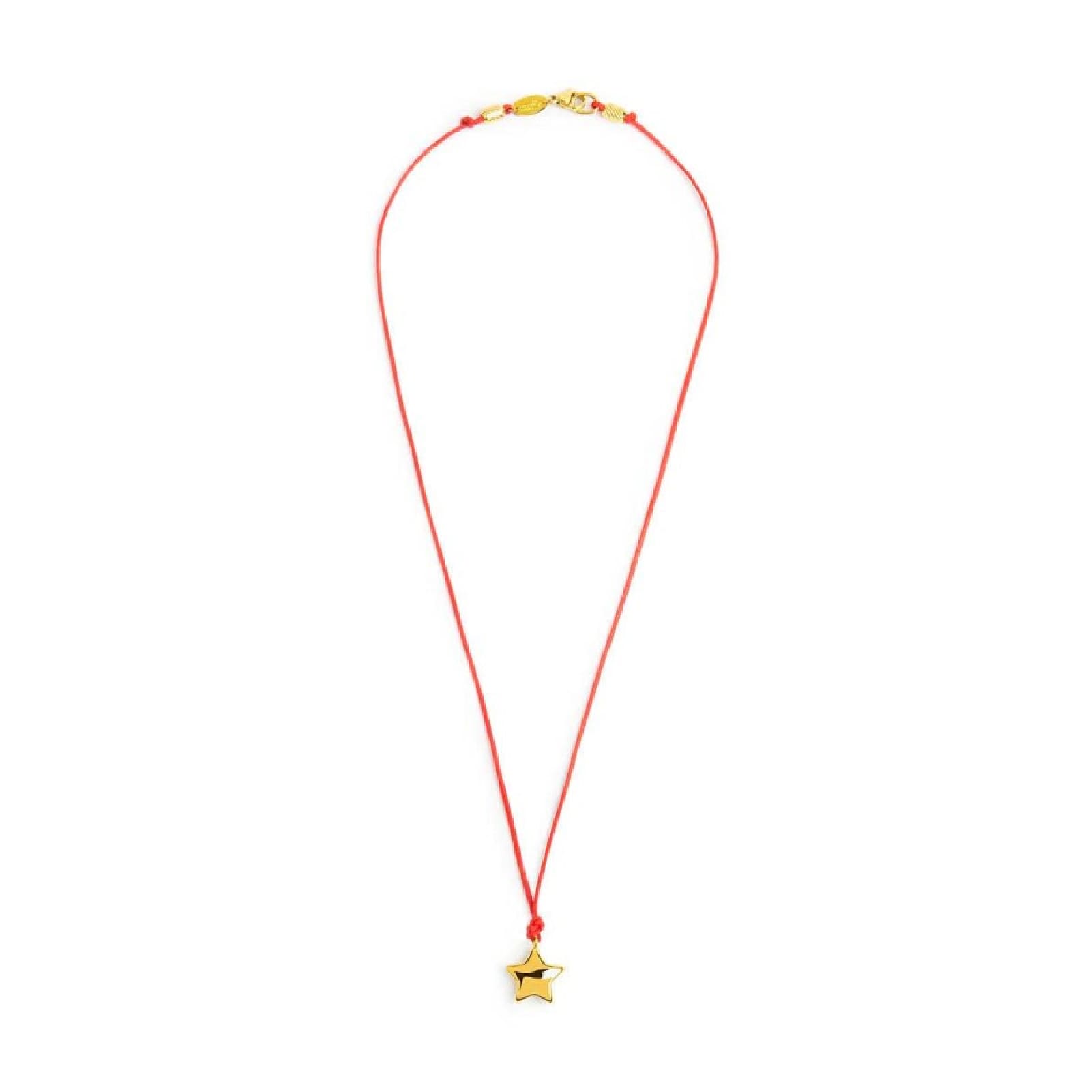 Collana Marlù con cordino rosso e stella in acciaio dorato MISURA UNICA