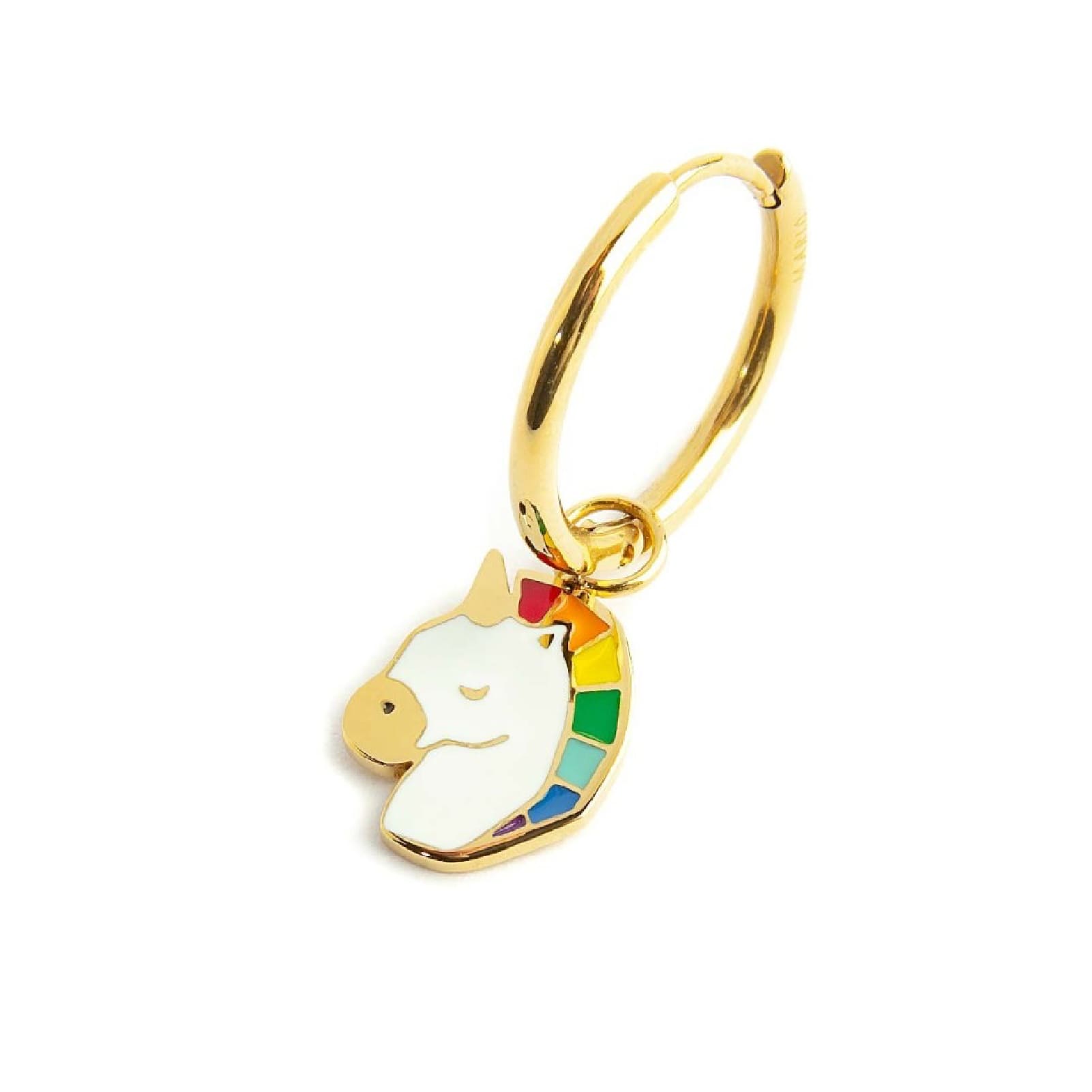 Mono orecchino Marlù acciaio dorato con unicorno MISURA UNICA