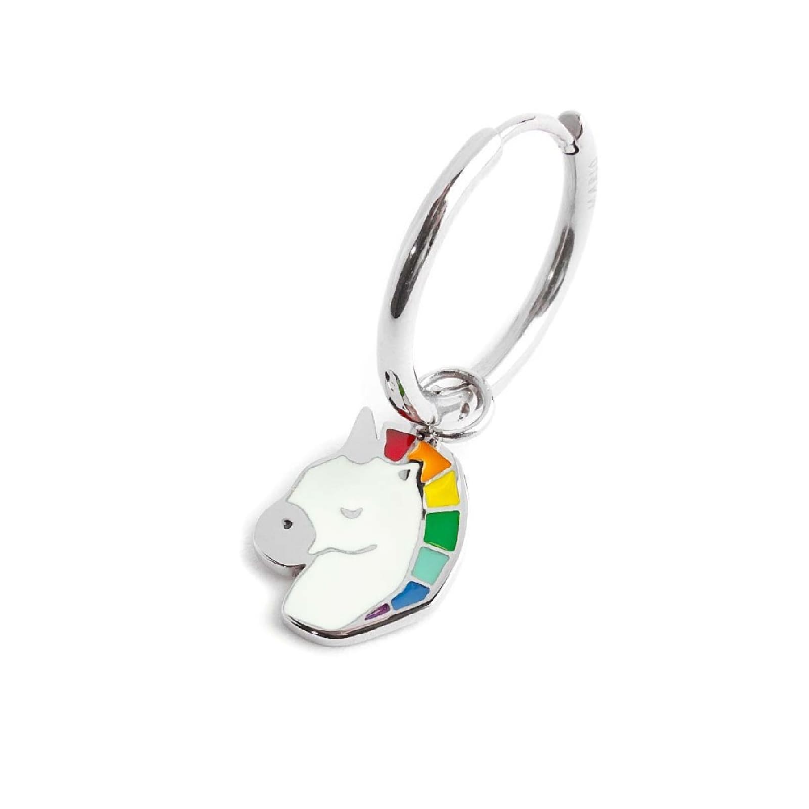 Mono orecchino Marlù acciaio rodiato con unicorno MISURA UNICA