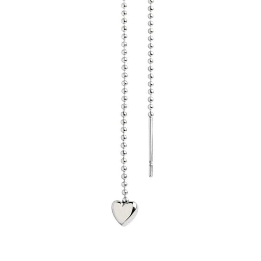 Mono orecchino Marlù Time To in acciaio catena sfere con cuore MISURA UNICA