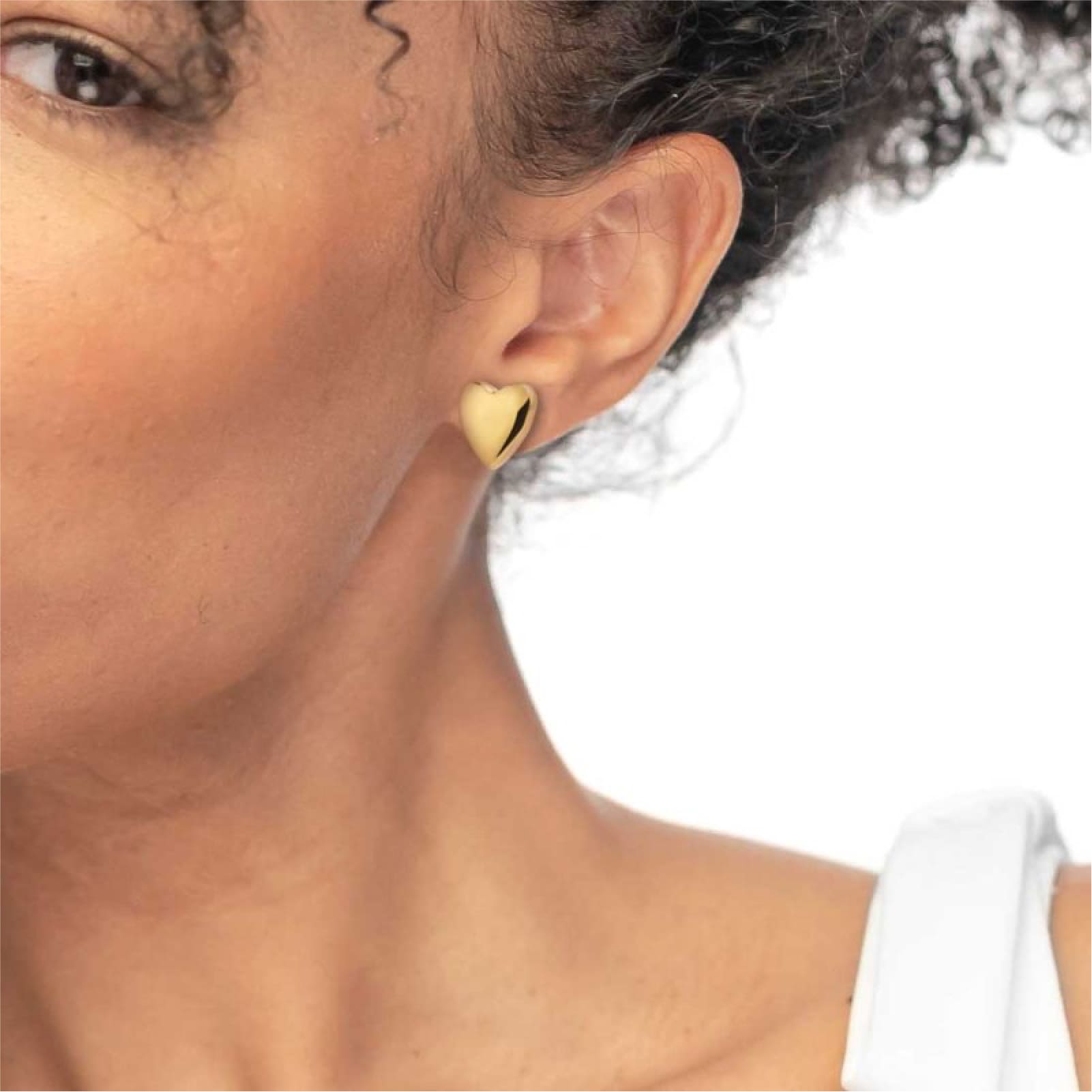 Mono orecchino a lobo Marlù con cuore in acciaio dorato MISURA UNICA