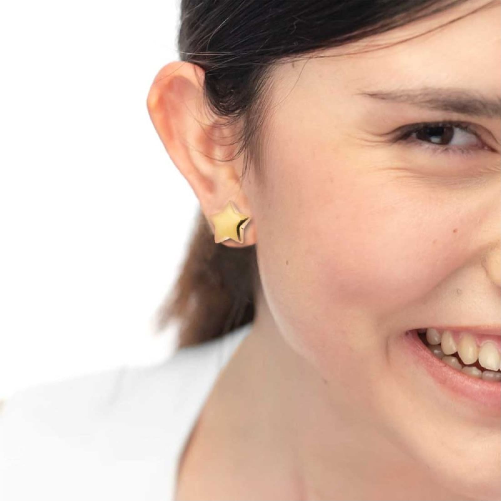 Mono orecchino a lobo Marlù con stella in acciaio dorato MISURA UNICA